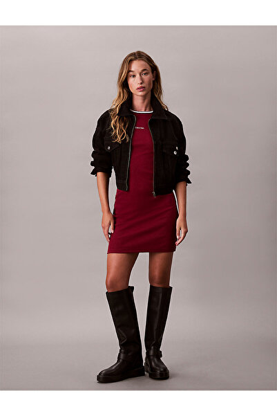 Calvin Klein Kadın Color Block Cotton Elbise