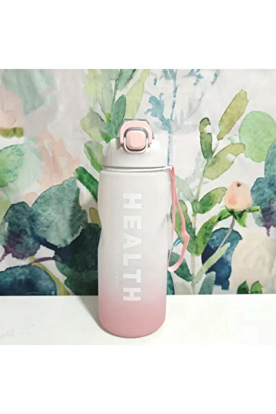 zola 1500 ml water bottle with straw, locking lid, ml marker, durable handle, white/pink