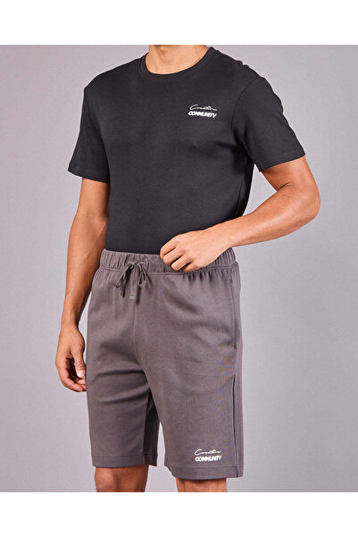 REDTAG Men Black And Charcoal Printed Pyjama Set (2 Piece)