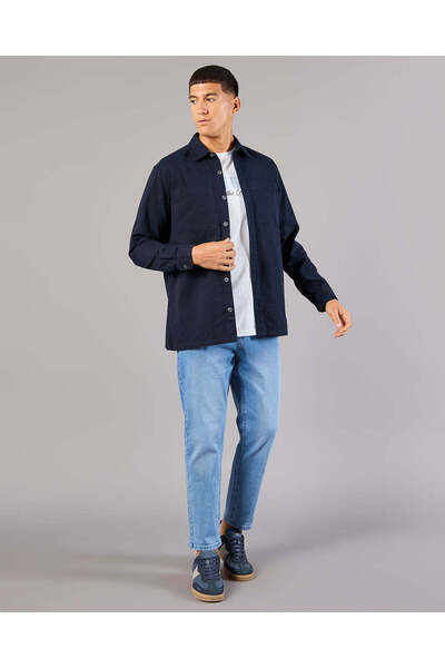 REDTAG Men White And Navy Shirt With T-Shirt Set (2 Piece)