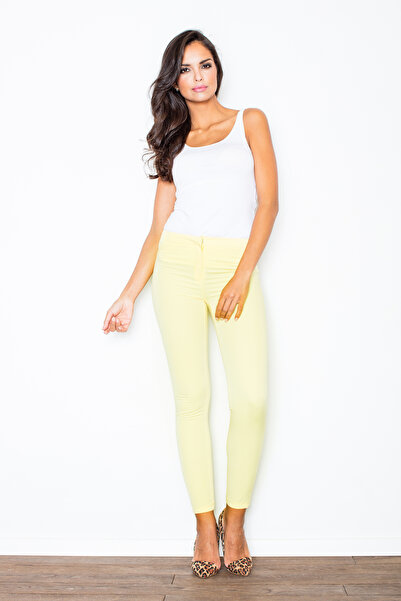 Figl Women's fitted pants - elegant women's yellow pants M293 size M