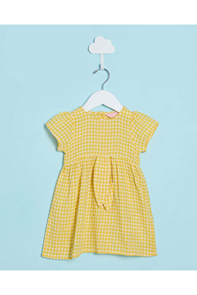 REDTAG فستان فيونكة أصفر للبنات الرضع