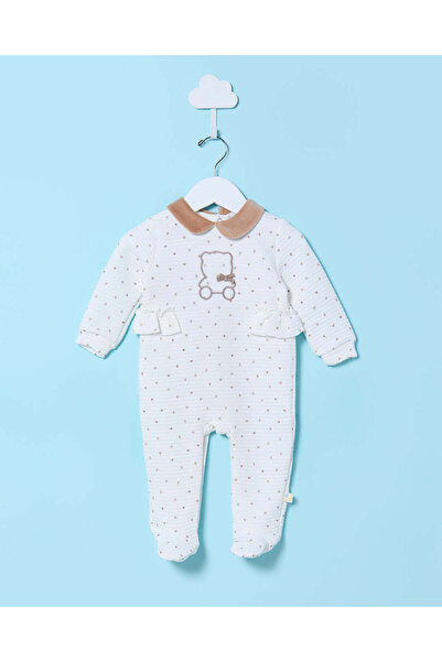 REDTAG Baby White Jacquard Sleepsuit