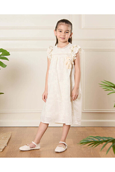 REDTAG Girls White Embellished Dress