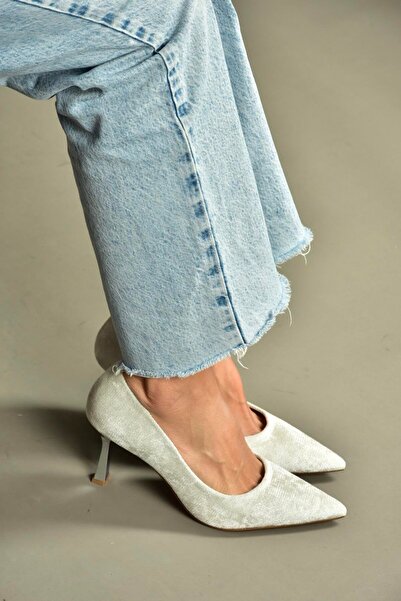 Fox Shoes V820151604 Beige Fabric Thin Heeled Women's Evening Dress Shoes