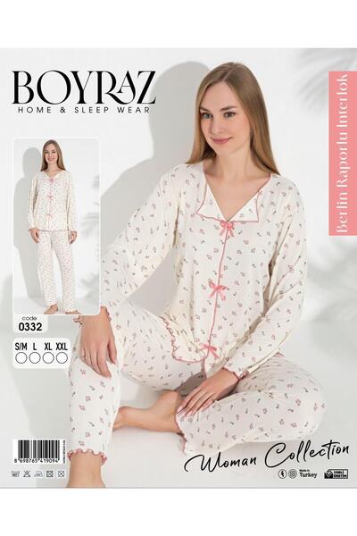 BEYAZTOPTAN Flower Patterned Pajama Set with Reports
