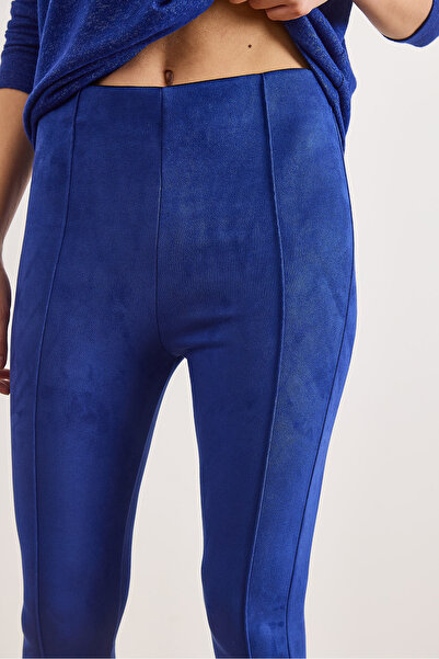 Olalook Women's Cobalt Blue Suede Rider Leggings Tyt-19000041