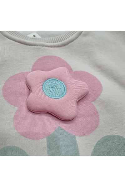 Uğur bebe Girl's Fleece-Lined Thick Floral Print Winter Tracksuit Set – Soft, Warm, and Seamless Comfort