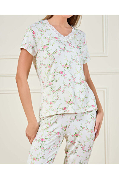 REDTAG Women Ivory Printed Pyjama Set (2 Piece)