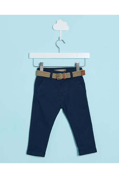 REDTAG Infant Boys Navy Casual Trouser With Braided Belt