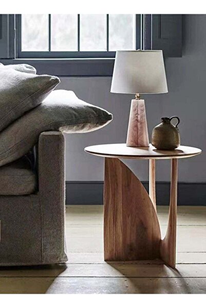 C&C Home Modern Multifunction Geometric Design Solid Wood Round Coffee/Side Table, 50x50 cm