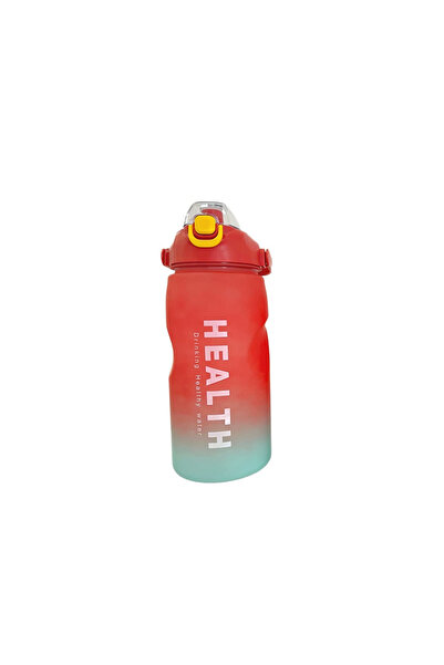 zola 1500 ml water bottle with straw, locking lid, ml marker, durable handle, red/turquoise