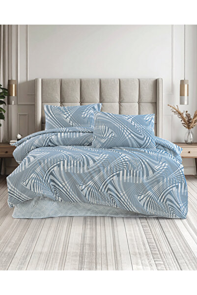 DONATEV Duru Ranforce Cotton Double Duvet Cover Set / Blue
