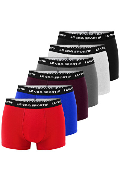 Le Coq Sportif Men's Cotton Boxer Shorts, Le Coq Sportif, Logo, Multicolor, set of 6 pieces