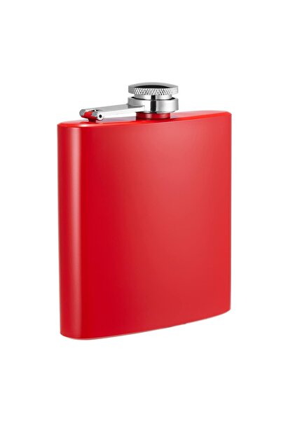 zola Pocket metal bottle for drinking, red, 240 ml, 13,5x9 cm