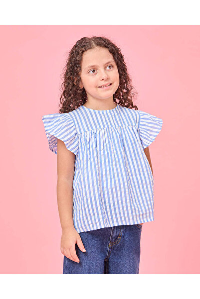 REDTAG بلوزة مخططة باللونين الأبيض والأزرق للبنات