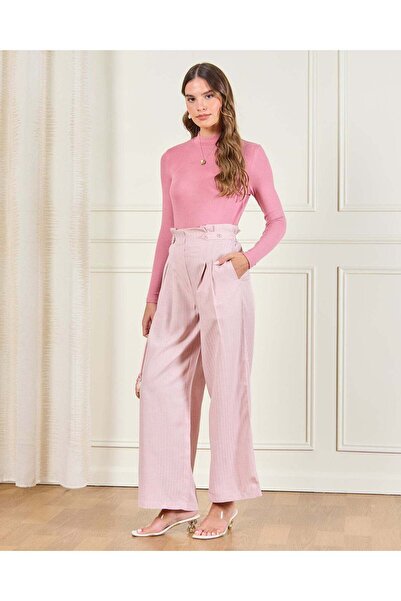 REDTAG Women Pink Wide Leg Casual Trousers