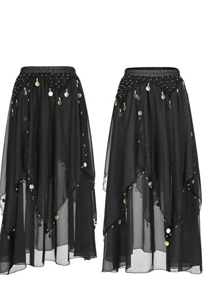 Generic Women Belly Dance Chiffon Skirt with Coins