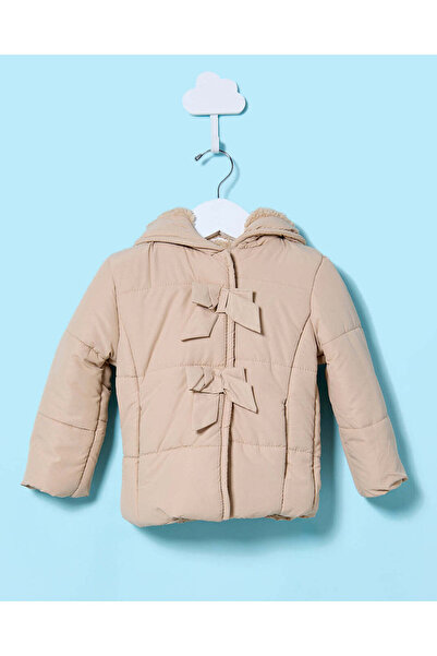 REDTAG جاكيت مبطن باللون البيج مع هودي للبنات الرضع