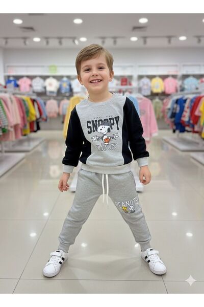 Mişsa Bebe Children's Tracksuit Printed Trend Cotton Set with 2-String Pockets