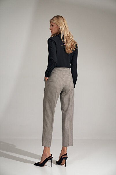 Figl Wide-leg, high-waisted, textile trousers with a checkered pattern, M720, size S