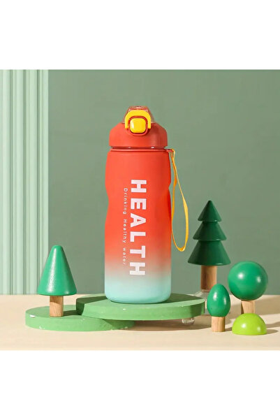 zola 1500 ml water bottle with straw, locking lid, ml marker, durable handle, red/turquoise