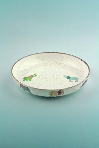 Bursa Porselen Dekor Renkli fil porselen salata kasesi