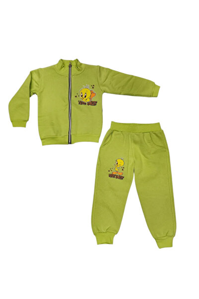 Ravza Girl's Tweety Thick Cardigan Set