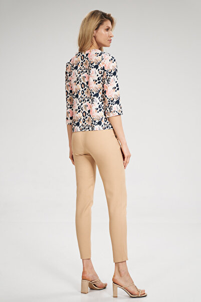 Figl Elegant women's trousers with buttons, beige M696, size S