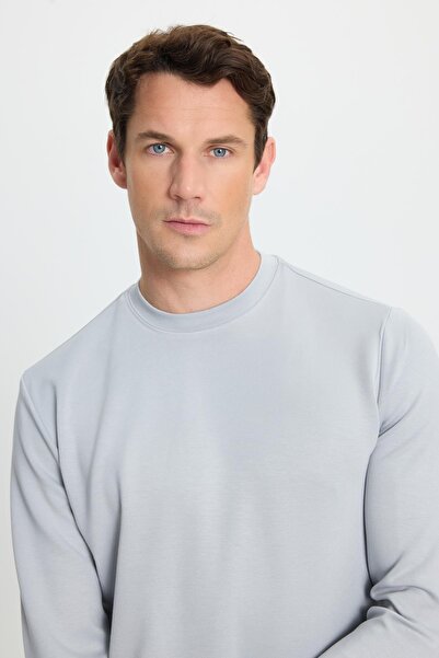 Tudors Ανδρικό φούτερ με μακρύ μανίκι με λαιμόκοψη σε γκρι χρώμα