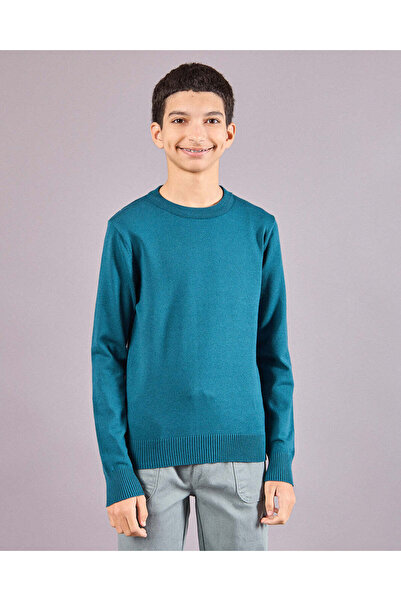 REDTAG سترة محبوكة باللون الأزرق المخضر للأولاد الكبار