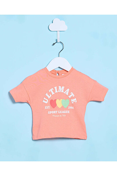 REDTAG تي شيرت كاجوال مطبوع باللون الوردي للبنات الرضع