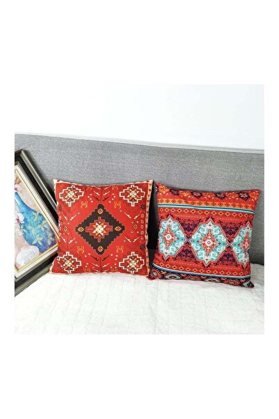 Generic Cushion Covers 4 Pcs Boho Red Abstract Persian Pattern