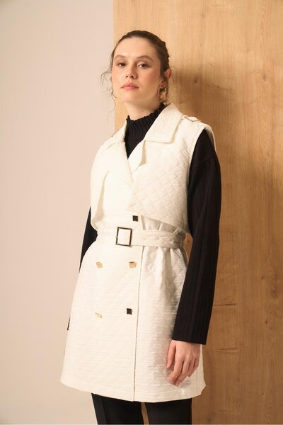 FTZ WOMEN Women's Quilted Vest Ecru 31240