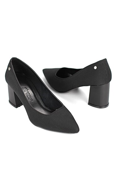 Gökhan Talay Nevra Flexible Soft Non-Slip Sole (7 cm) Black Suede Women's Thick Heeled Shoes