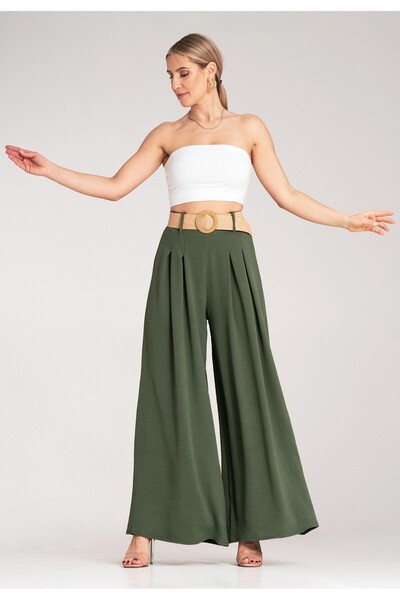 Figl Women's culottes - Belted pants - Green pants M1160 r. Universal