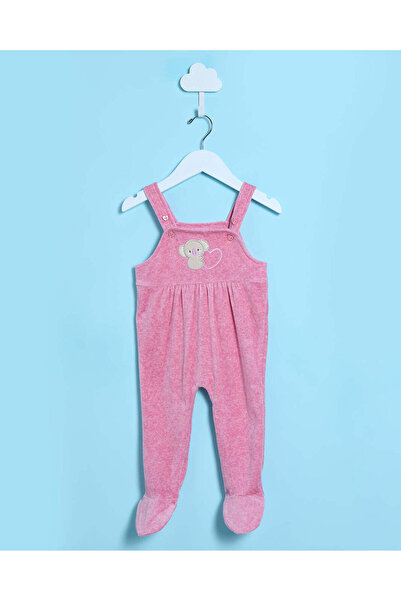 REDTAG Baby White And Pink Printed Dungaree Set (2 Piece)