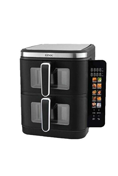 Denx 11L Double Air Fryer (5.5L+5.5L), 2800W, Touch Panel, 12 Presets - Black