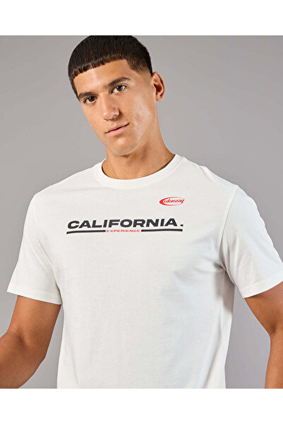 REDTAG Men White Printed Basic T-Shirt