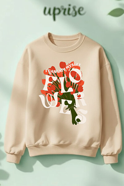 Vordevia Hanorac Flowers cu imprimeu Cotton 3 Thread B guler rotund O supradi...