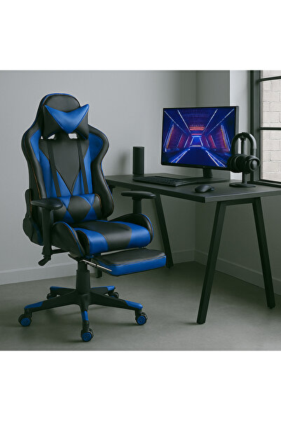 UnicSpot Scaun gaming US90 Suzuka, negru si albastru, 69.5x61x125-134.5 cm