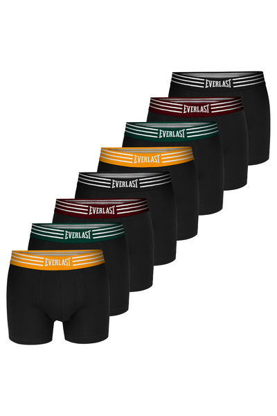 EVERLAST Men's Cotton Boxer Shorts, Everlast, Logo, Black, set of 8 pieces