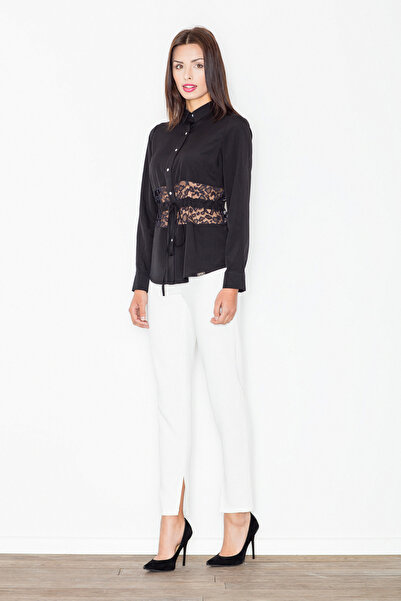 Figl Women's trousers with slits on the legs, ecru M474, size L