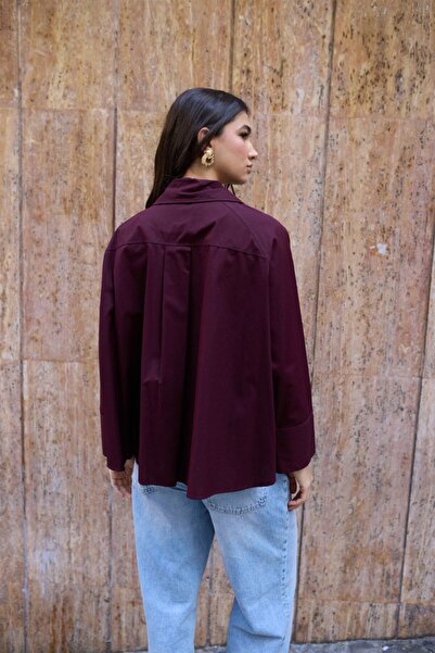 ossons Wide Collar Oversized Poplin Shirt