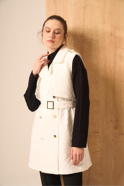 FTZ WOMEN Women's Quilted Vest Ecru 31240