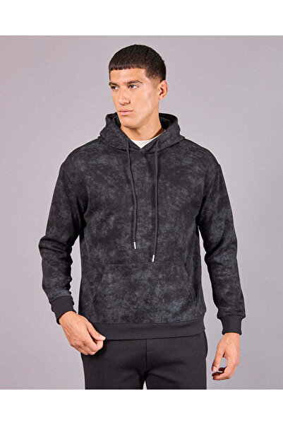 REDTAG Men Black Printed Sweatshirt