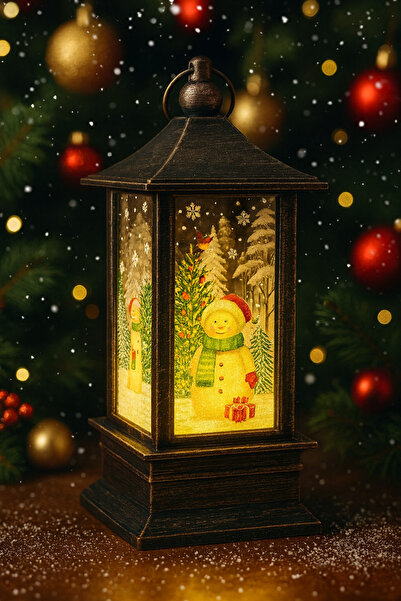 CHANCE GİFT Led Lighted Christmas Lantern Snowman Themed Christmas Lantern Tree Ornament Decorative Lighted Ornament