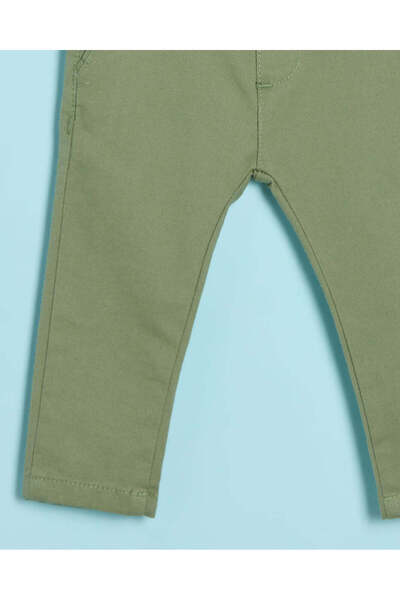 REDTAG Infant Boys Green Casual Trouser With Braided Belt