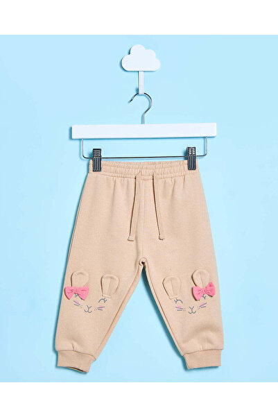 REDTAG Infant Girls Beige Solid Active Pants Wide Side Cargo Pockets