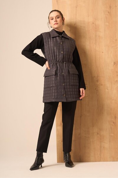 FTZ WOMEN Women's Shiny Quilted Vest Smoked 31256